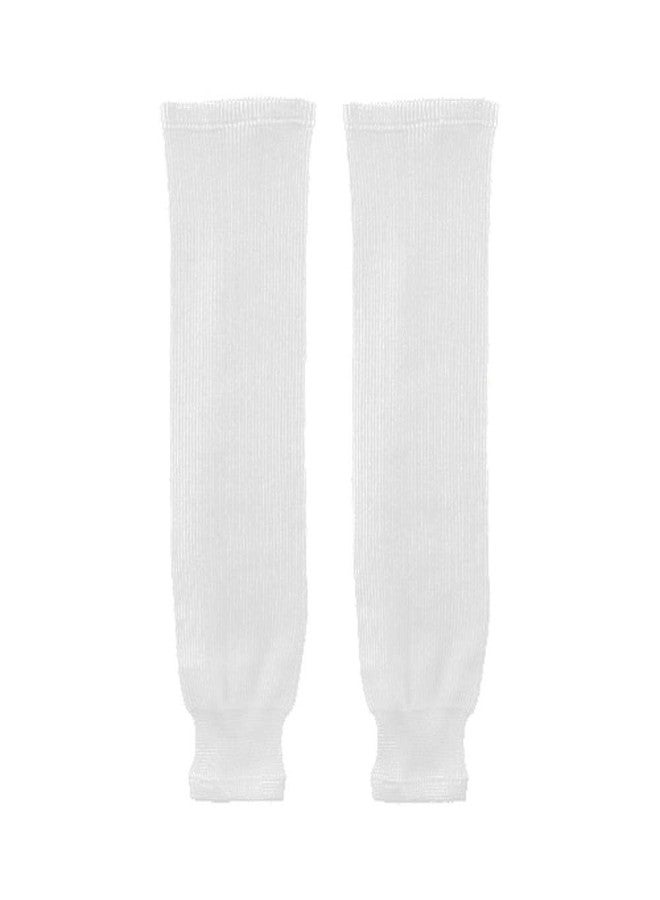 Trenway Pro Style Rib-Knit Ice Hockey Hose Socks (Pair) INTERMEDIATE Size, 26"-28" Long (White) - Image 1